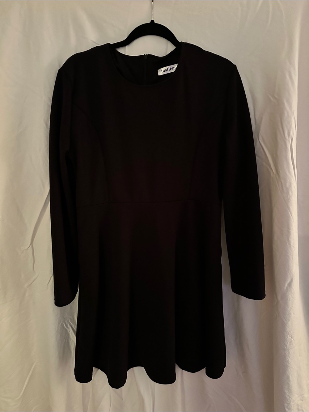 JustFab Black Long-Sleeve Fit & Flare Dress